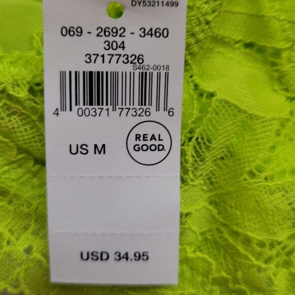 NWT Aerie Chartreuse Floral Lace Triangle‎ Bralette Festival Coquette Fairy -  M - Picture 4 of 5